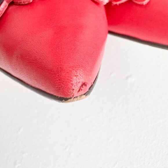 Coach Tea Rose Red Leather Floral Pointy Toe Flats 7.5 - Picture 8 of 10